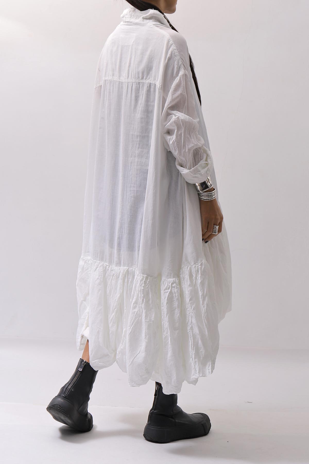 【RUNDHOLZ】 COTTON CHIFFON SHIRT DRESS _SEAFOAM FOG