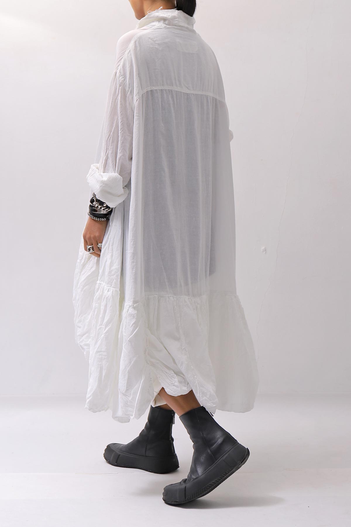 【RUNDHOLZ】 COTTON CHIFFON SHIRT DRESS _SEAFOAM FOG