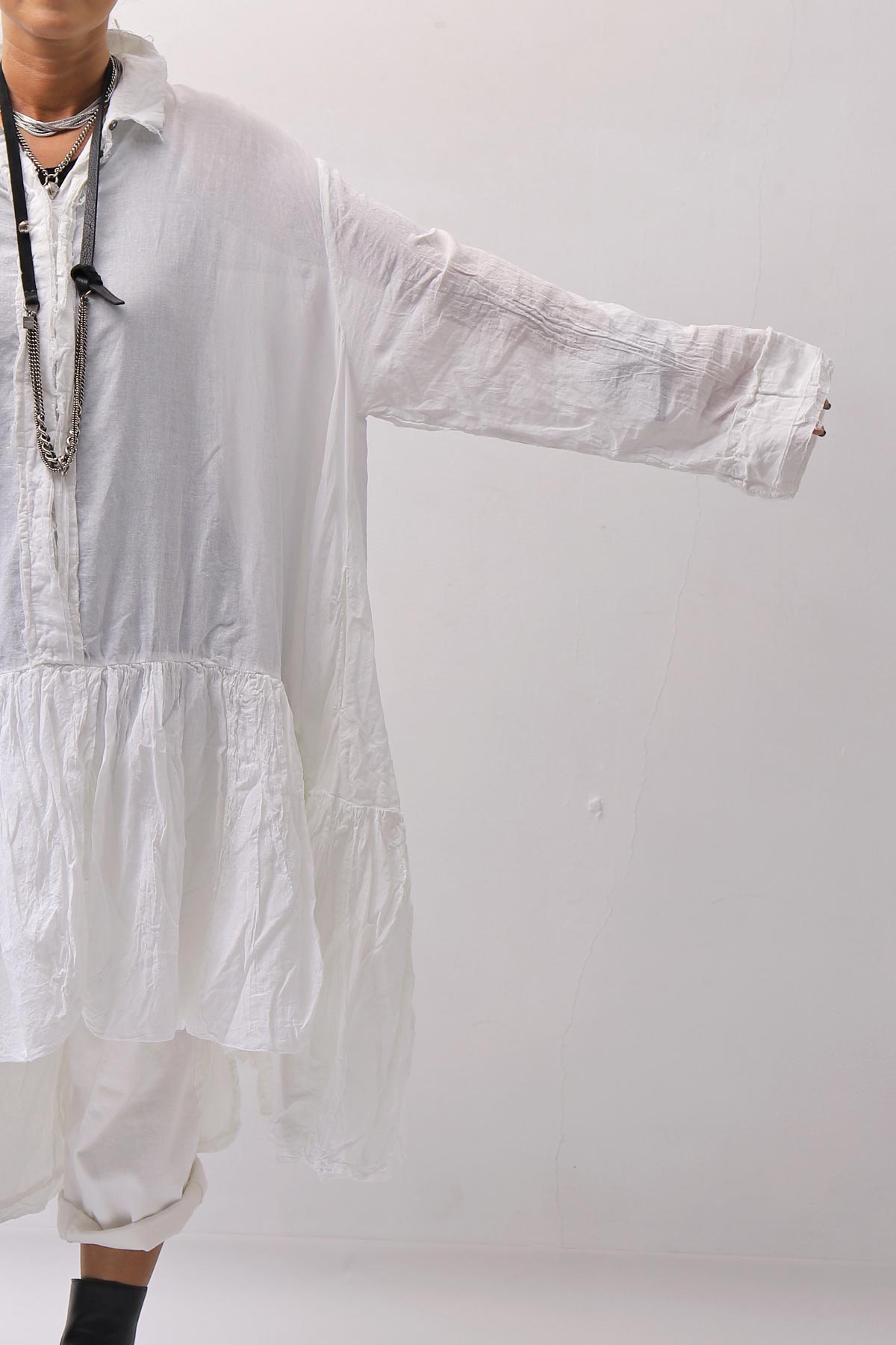 【RUNDHOLZ】 COTTON CHIFFON SHIRT DRESS _SEAFOAM FOG
