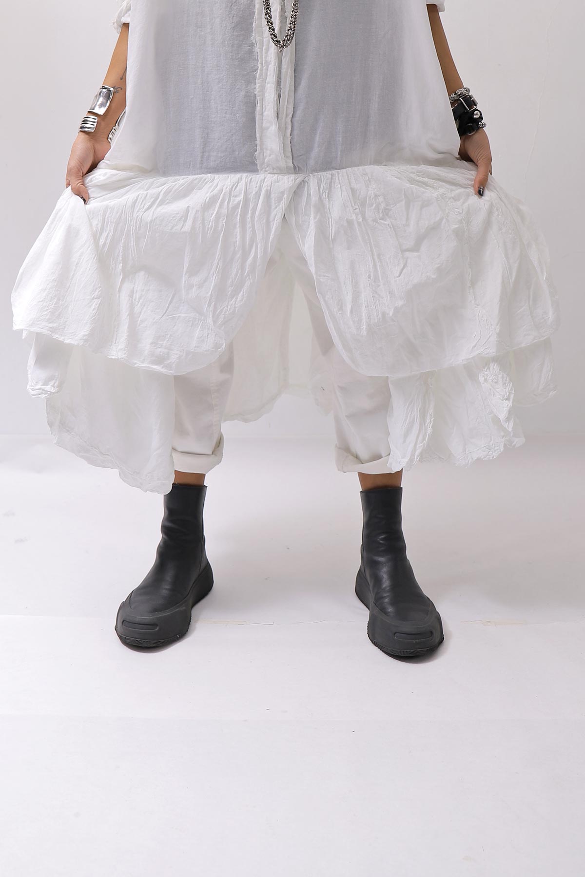 【RUNDHOLZ】 COTTON CHIFFON SHIRT DRESS _SEAFOAM FOG