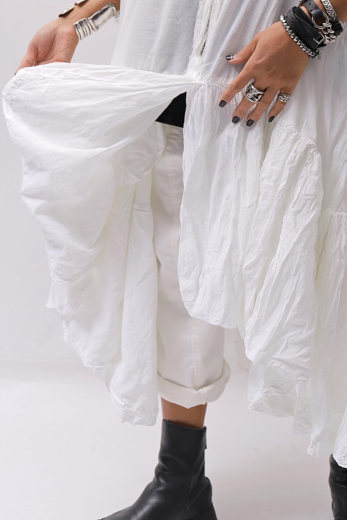 【RUNDHOLZ】 COTTON CHIFFON SHIRT DRESS _SEAFOAM FOG