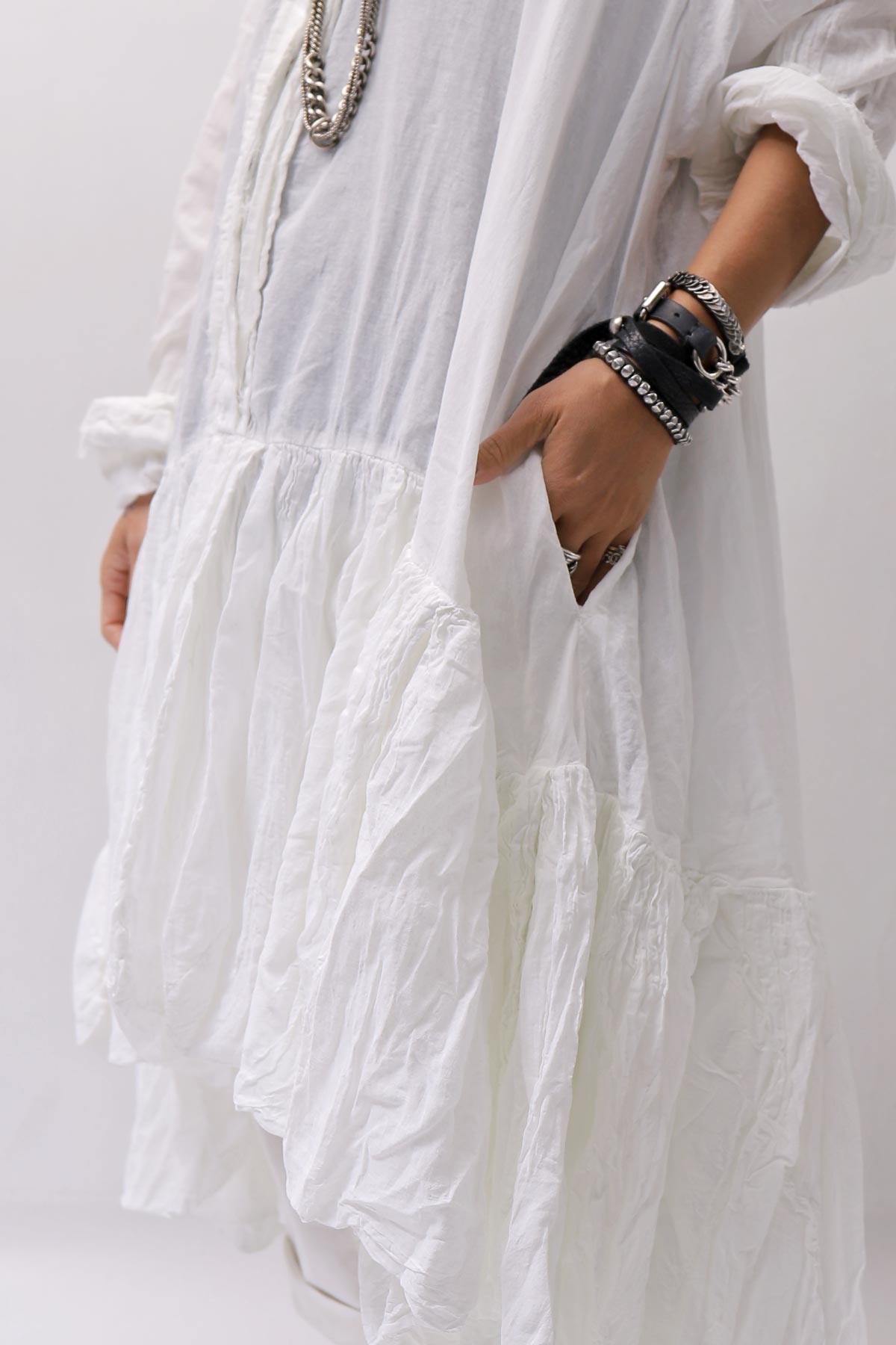 【RUNDHOLZ】 COTTON CHIFFON SHIRT DRESS _SEAFOAM FOG