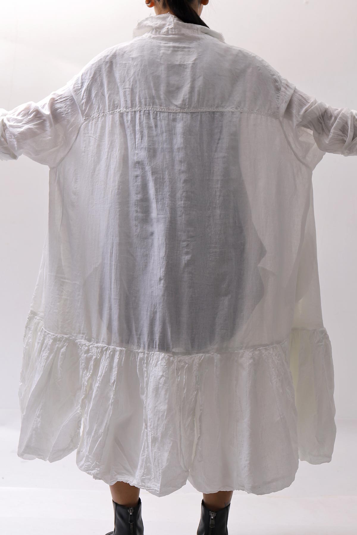 【RUNDHOLZ】 COTTON CHIFFON SHIRT DRESS _SEAFOAM FOG