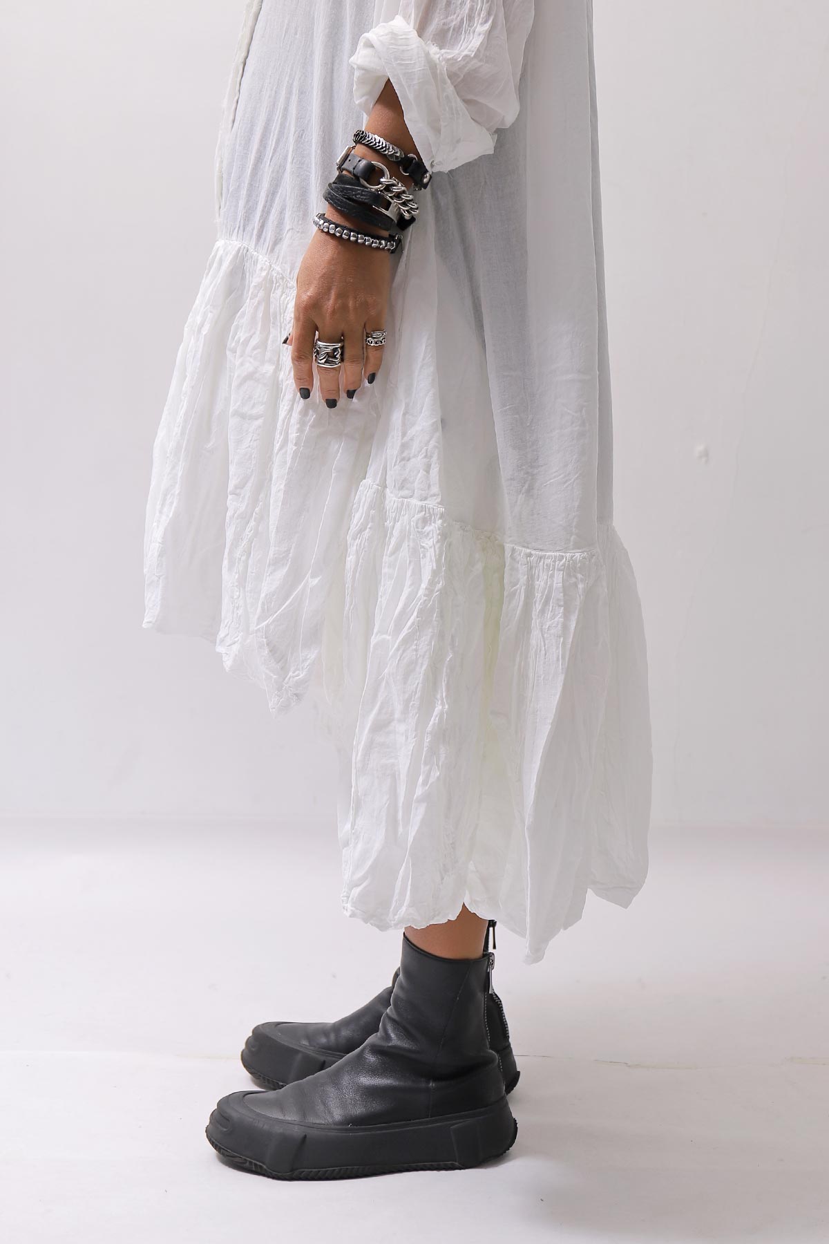 【RUNDHOLZ】 COTTON CHIFFON SHIRT DRESS _SEAFOAM FOG