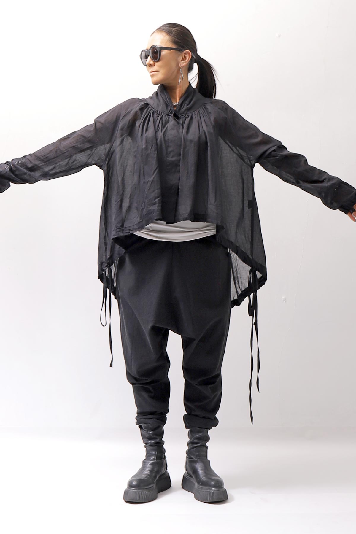 studio b3】 ASYMMETRY COTTON SHIRT MPB1852_BLACK – QUADRATO