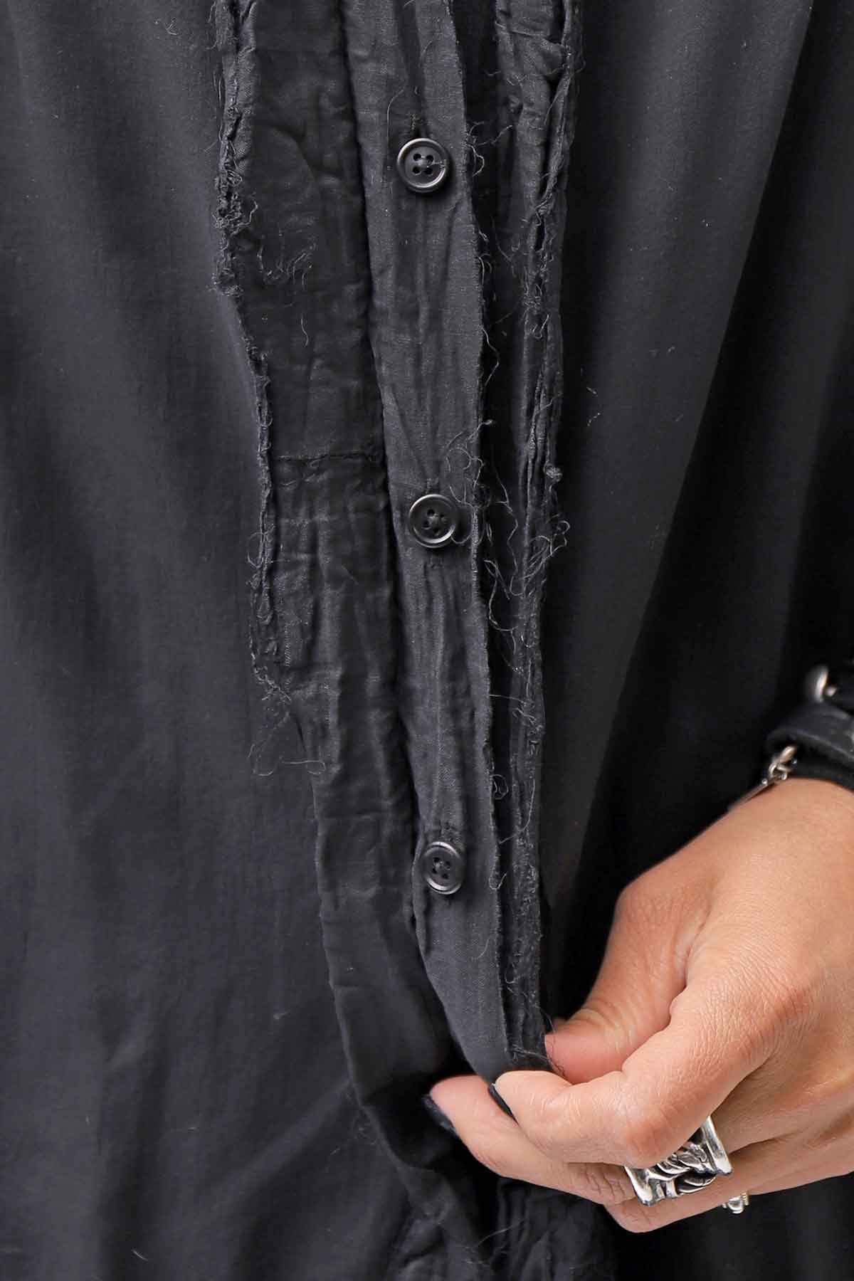 【RUNDHOLZ】 COTTON CHIFFON SHIRT DRESS _BLACK GLOSS