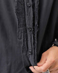 【RUNDHOLZ】 COTTON CHIFFON SHIRT DRESS _BLACK GLOSS