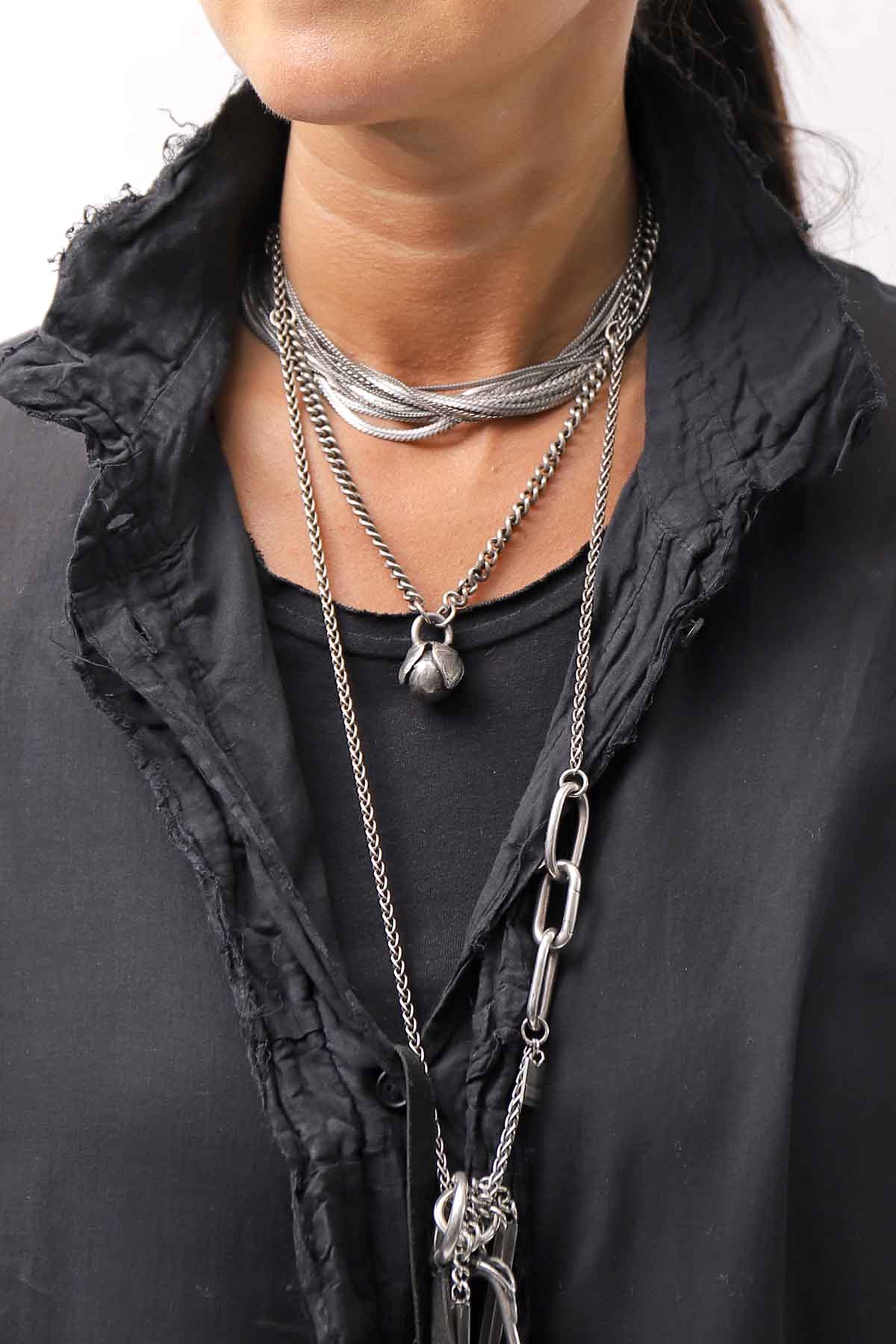 【RUNDHOLZ】 COTTON CHIFFON SHIRT DRESS _BLACK GLOSS