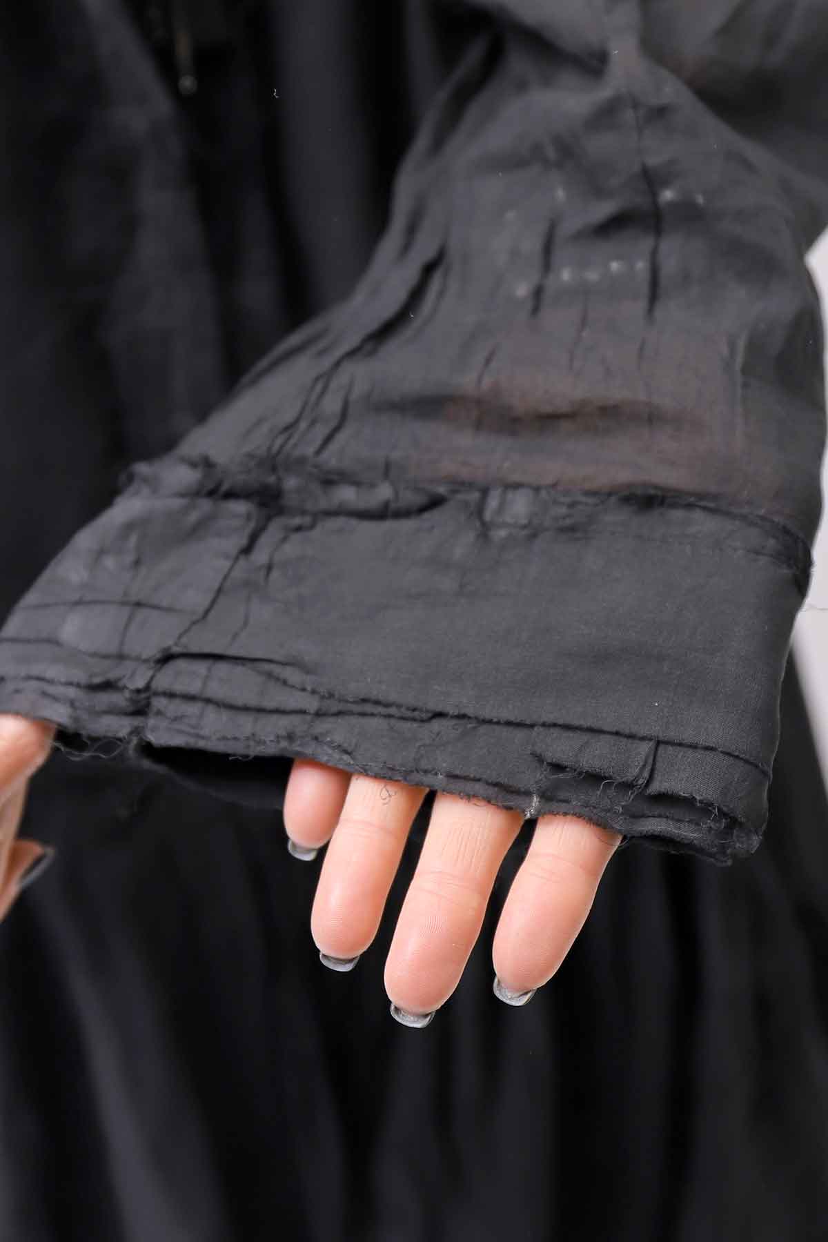 【RUNDHOLZ】 COTTON CHIFFON SHIRT DRESS _BLACK GLOSS