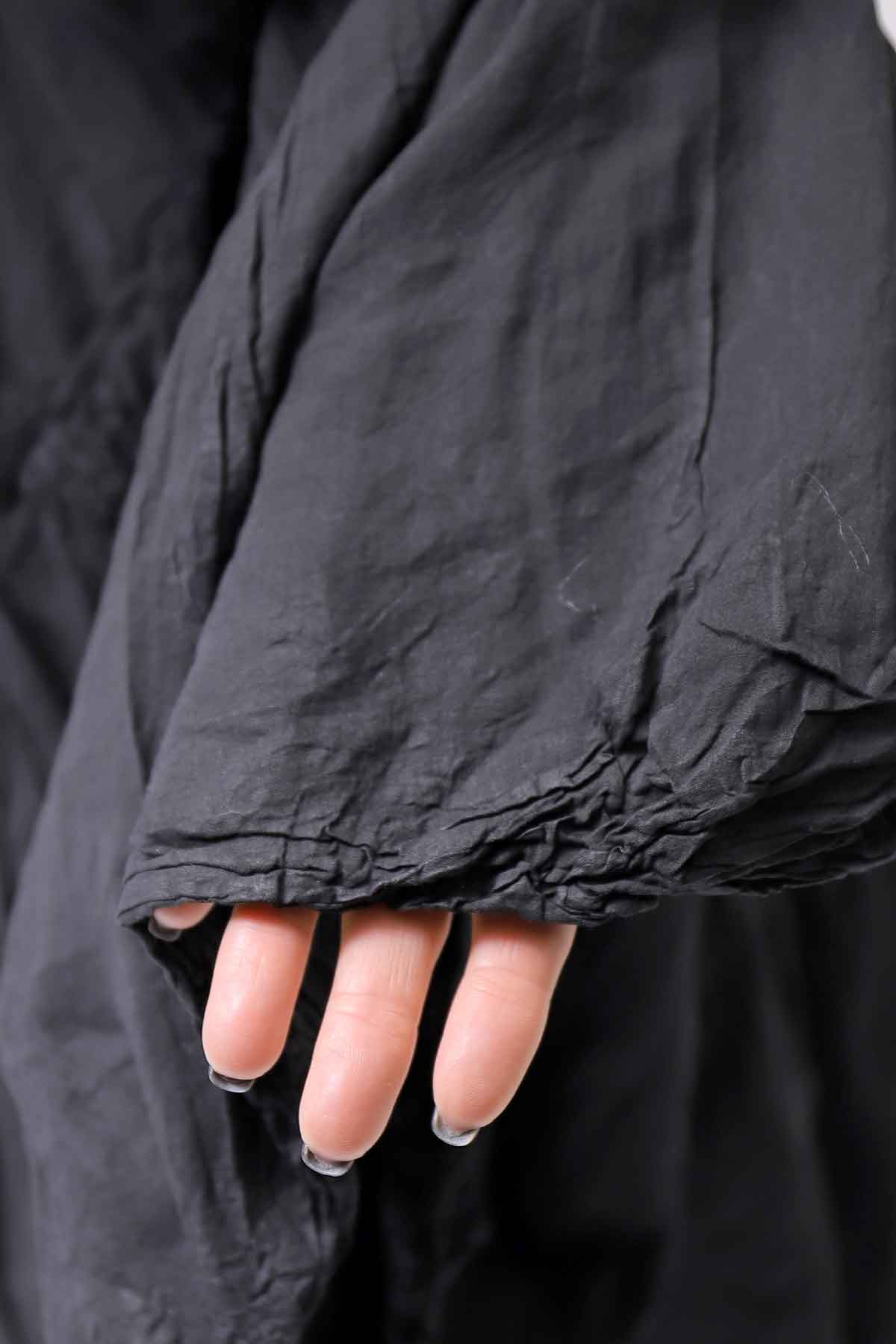 【RUNDHOLZ】 COTTON CHIFFON SHIRT DRESS _BLACK GLOSS