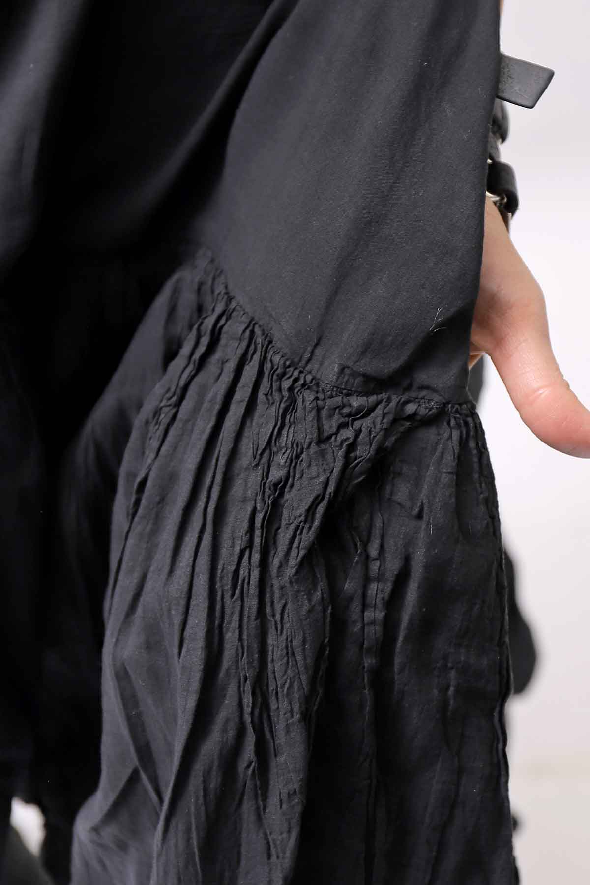 【RUNDHOLZ】 COTTON CHIFFON SHIRT DRESS _BLACK GLOSS