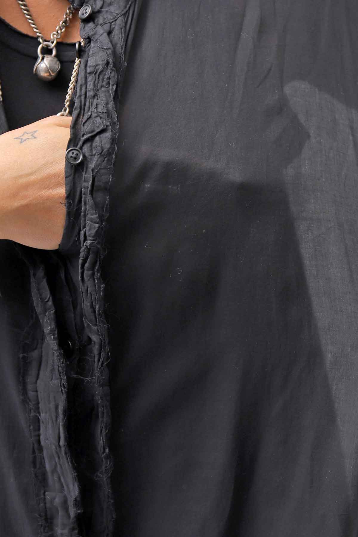 【RUNDHOLZ】 COTTON CHIFFON SHIRT DRESS _BLACK GLOSS