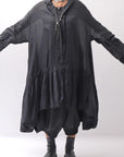 【RUNDHOLZ】 COTTON CHIFFON SHIRT DRESS _BLACK GLOSS