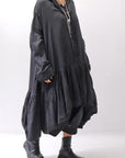 【RUNDHOLZ】 COTTON CHIFFON SHIRT DRESS _BLACK GLOSS