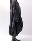 【RUNDHOLZ】 COTTON CHIFFON SHIRT DRESS _BLACK GLOSS