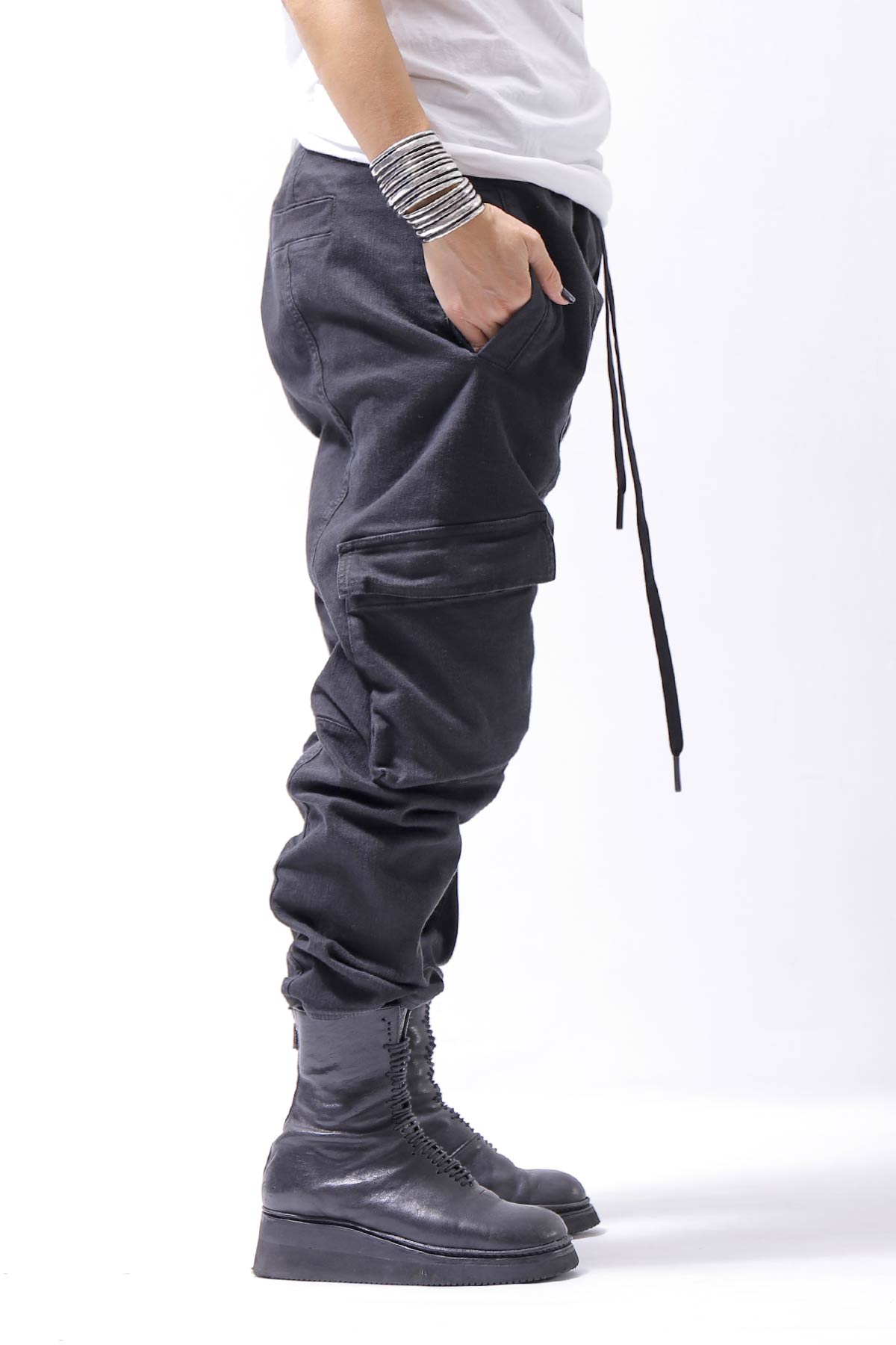 【Andrea Ya&#39;aqov】 UNISEX DENIM CARGO PANTS DEN60_BLACK