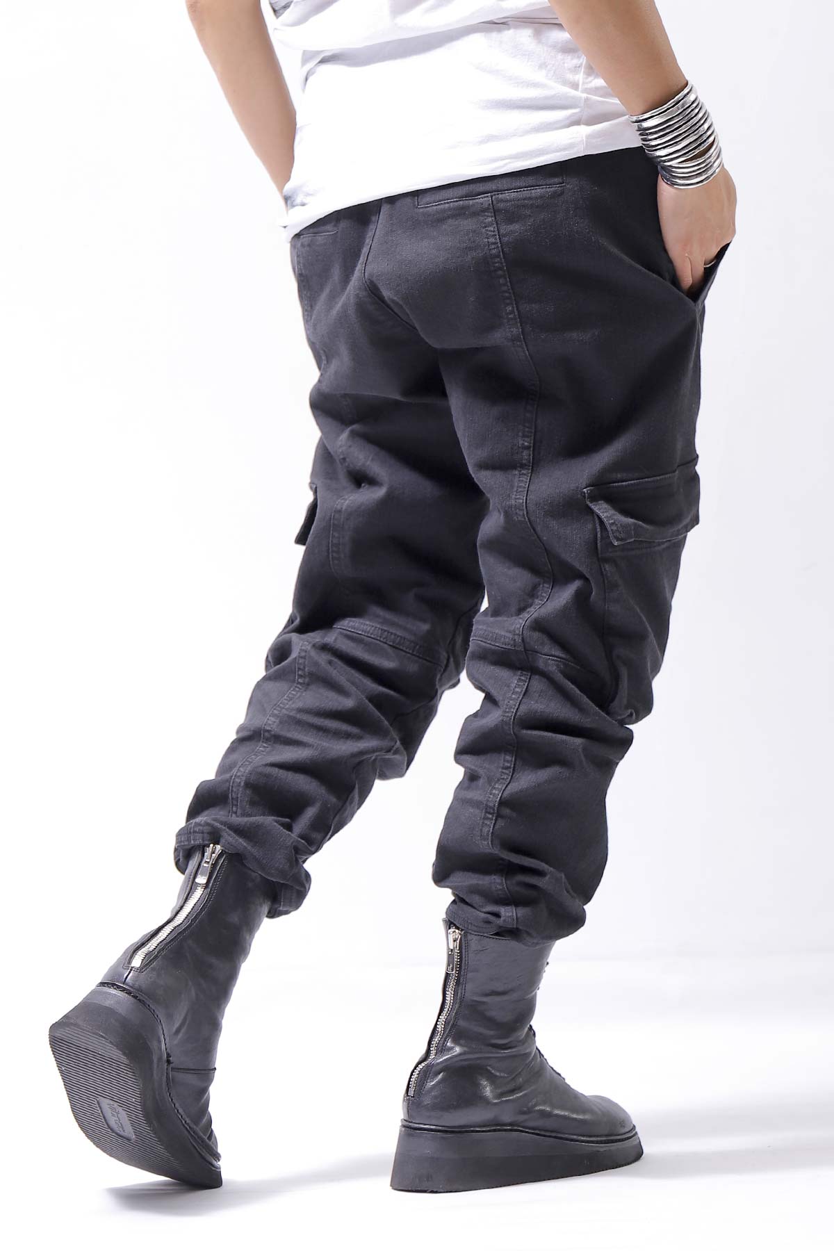 【Andrea Ya&#39;aqov】 UNISEX DENIM CARGO PANTS DEN60_BLACK