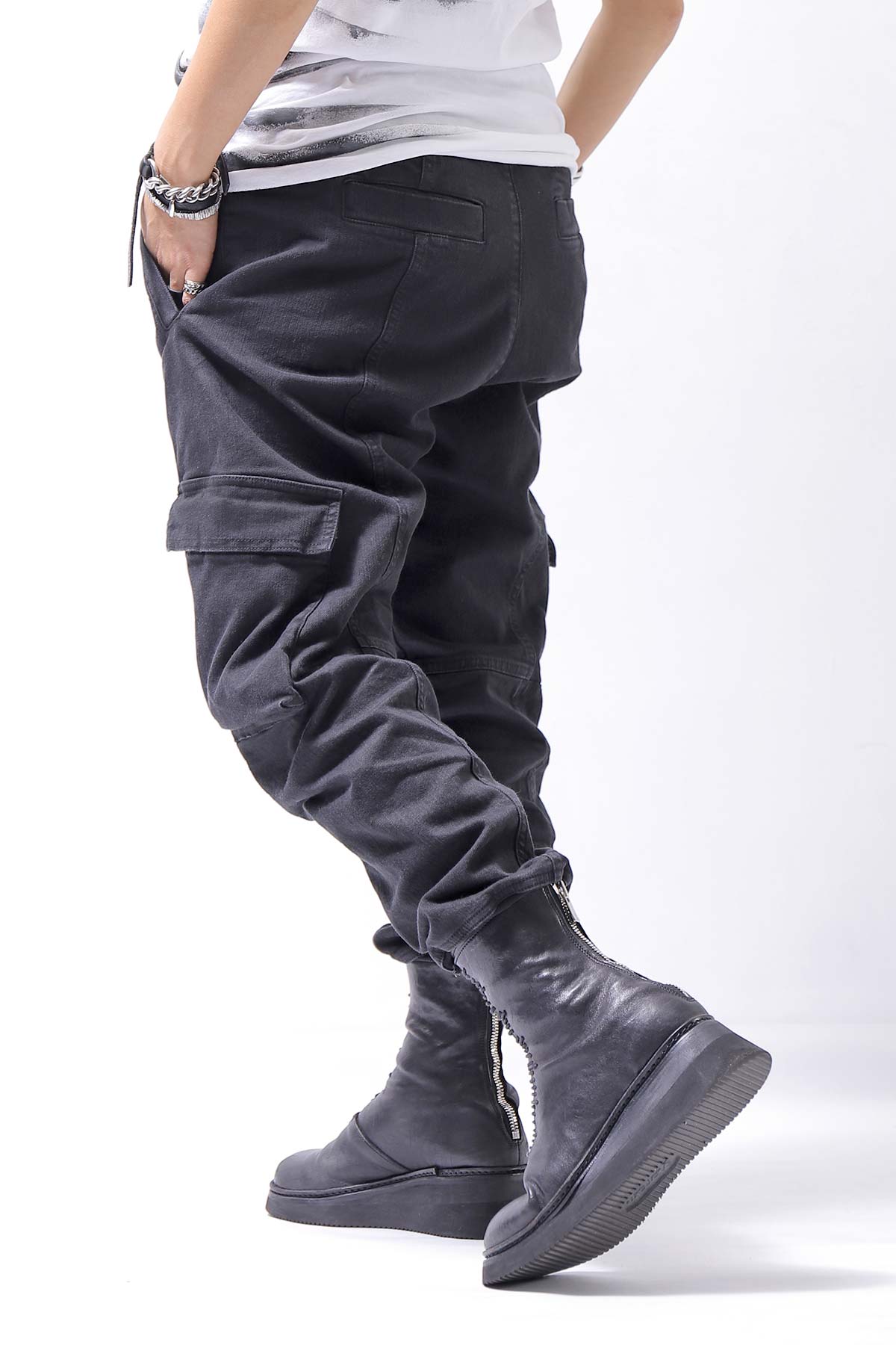 【Andrea Ya&#39;aqov】 UNISEX DENIM CARGO PANTS DEN60_BLACK