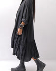 【RUNDHOLZ】 COTTON CHIFFON SHIRT DRESS _BLACK GLOSS