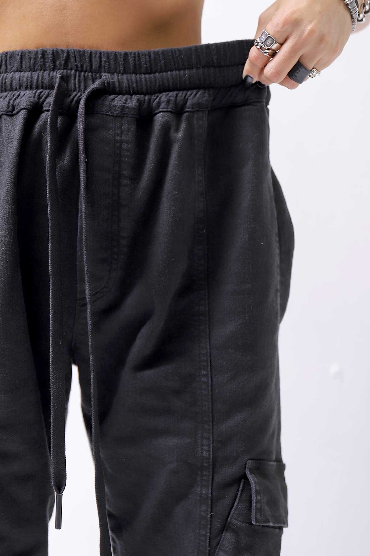 【Andrea Ya&#39;aqov】 UNISEX DENIM CARGO PANTS DEN60_BLACK