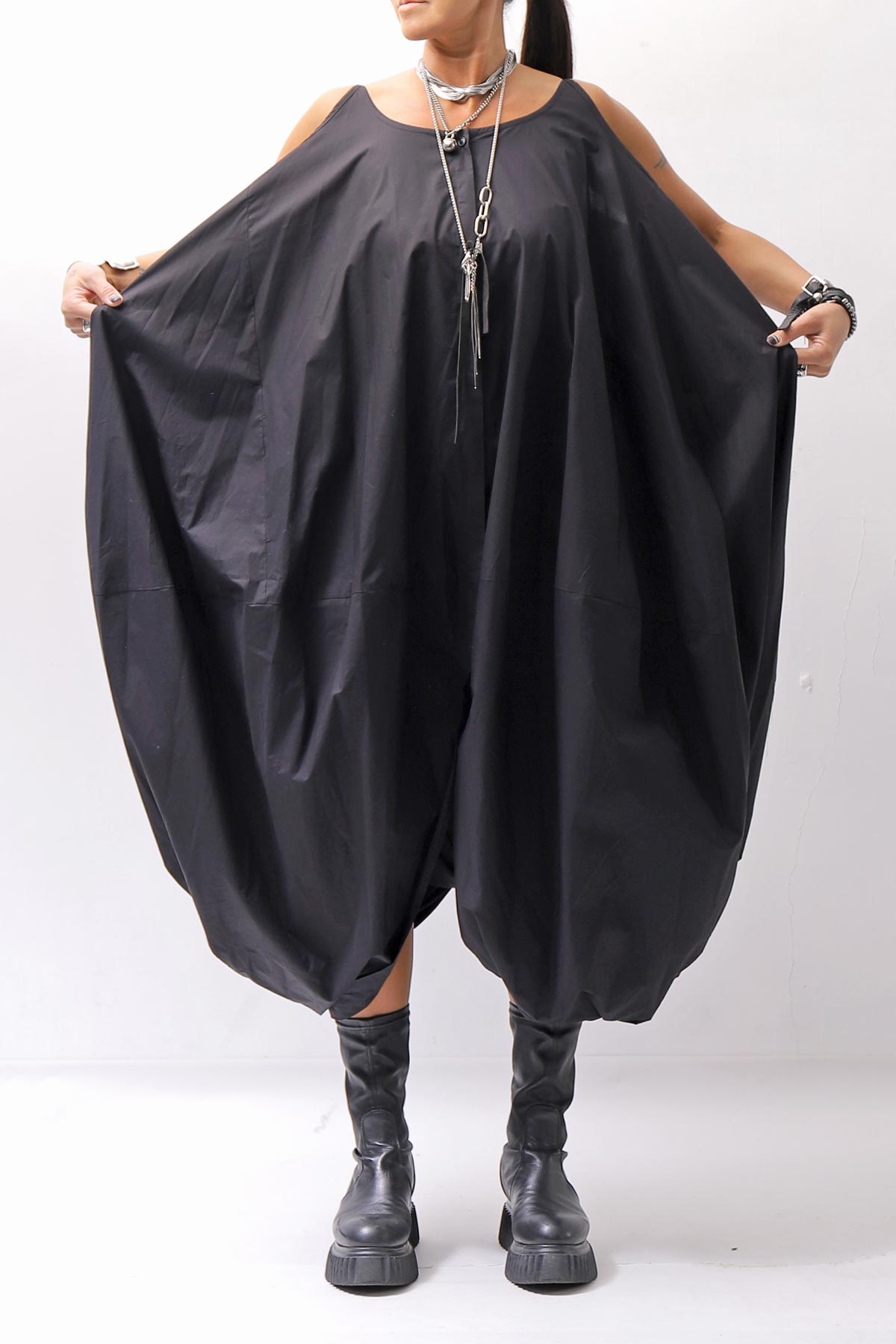 【RUNDHOLZ】 BALLOON OPEN SHIRT DRESS _BLACK