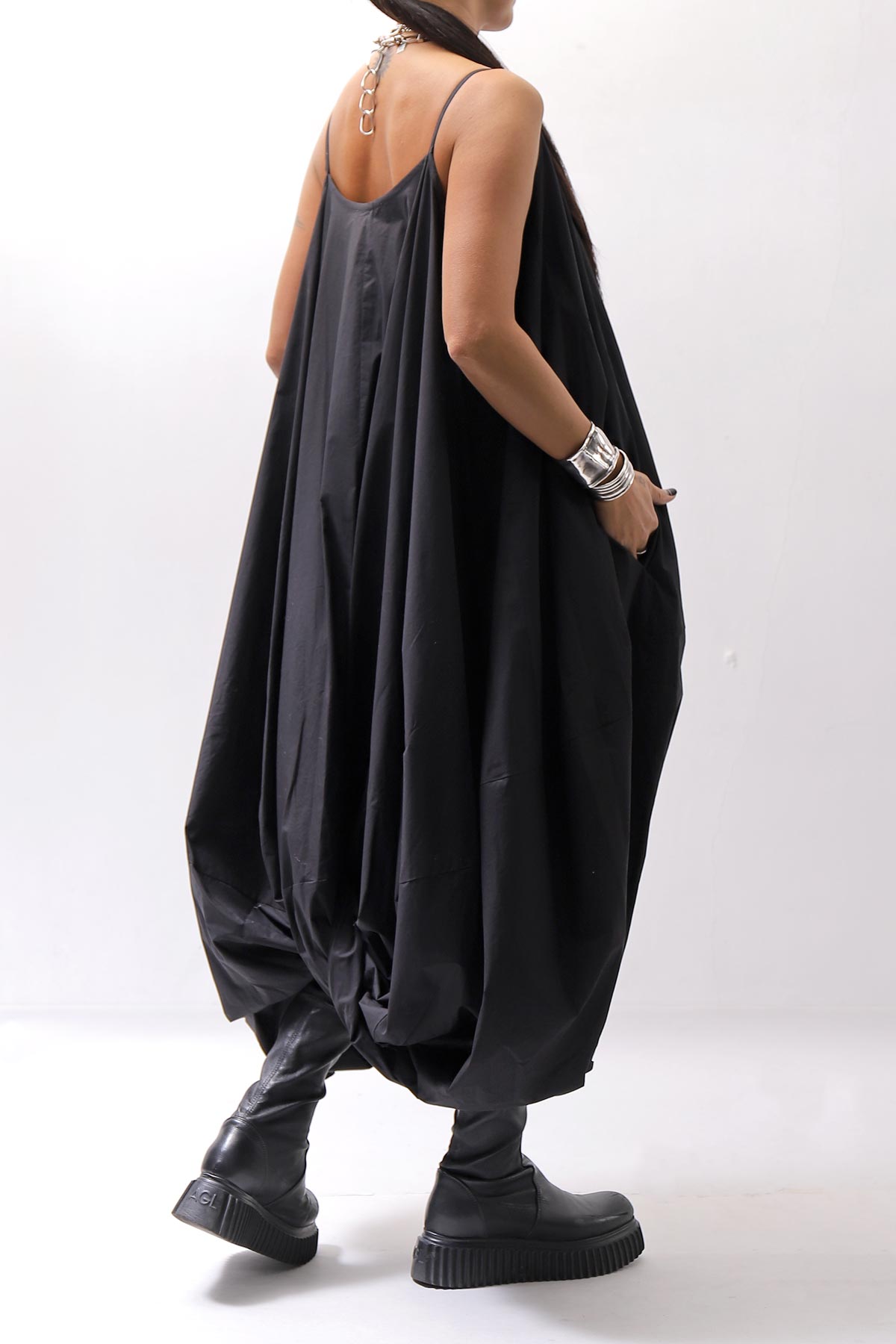 【RUNDHOLZ】 BALLOON OPEN SHIRT DRESS _BLACK
