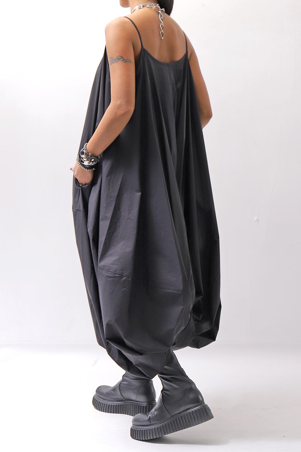 【RUNDHOLZ】 BALLOON OPEN SHIRT DRESS _BLACK