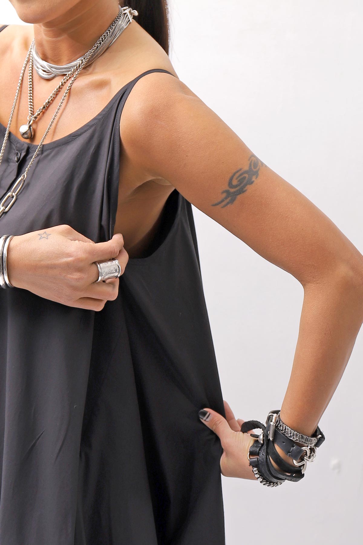 【RUNDHOLZ】 BALLOON OPEN SHIRT DRESS _BLACK
