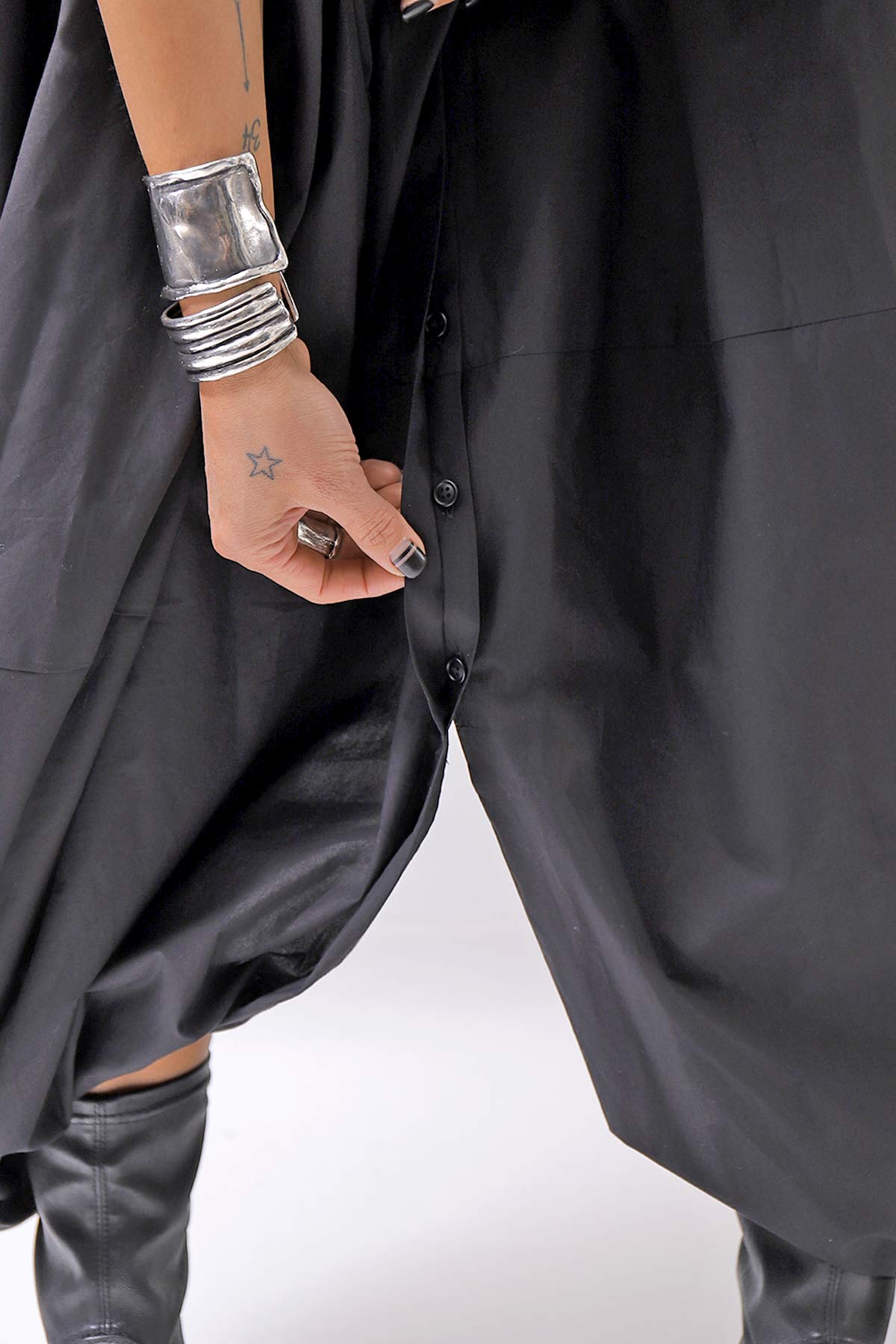 【RUNDHOLZ】 BALLOON OPEN SHIRT DRESS _BLACK