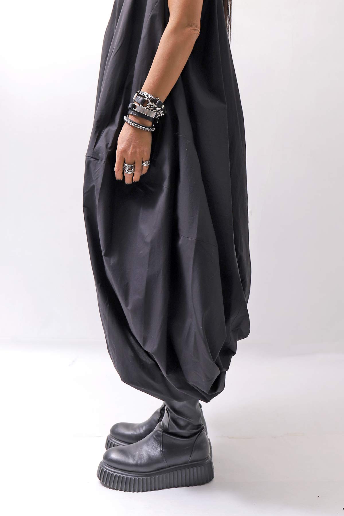 【RUNDHOLZ】 BALLOON OPEN SHIRT DRESS _BLACK