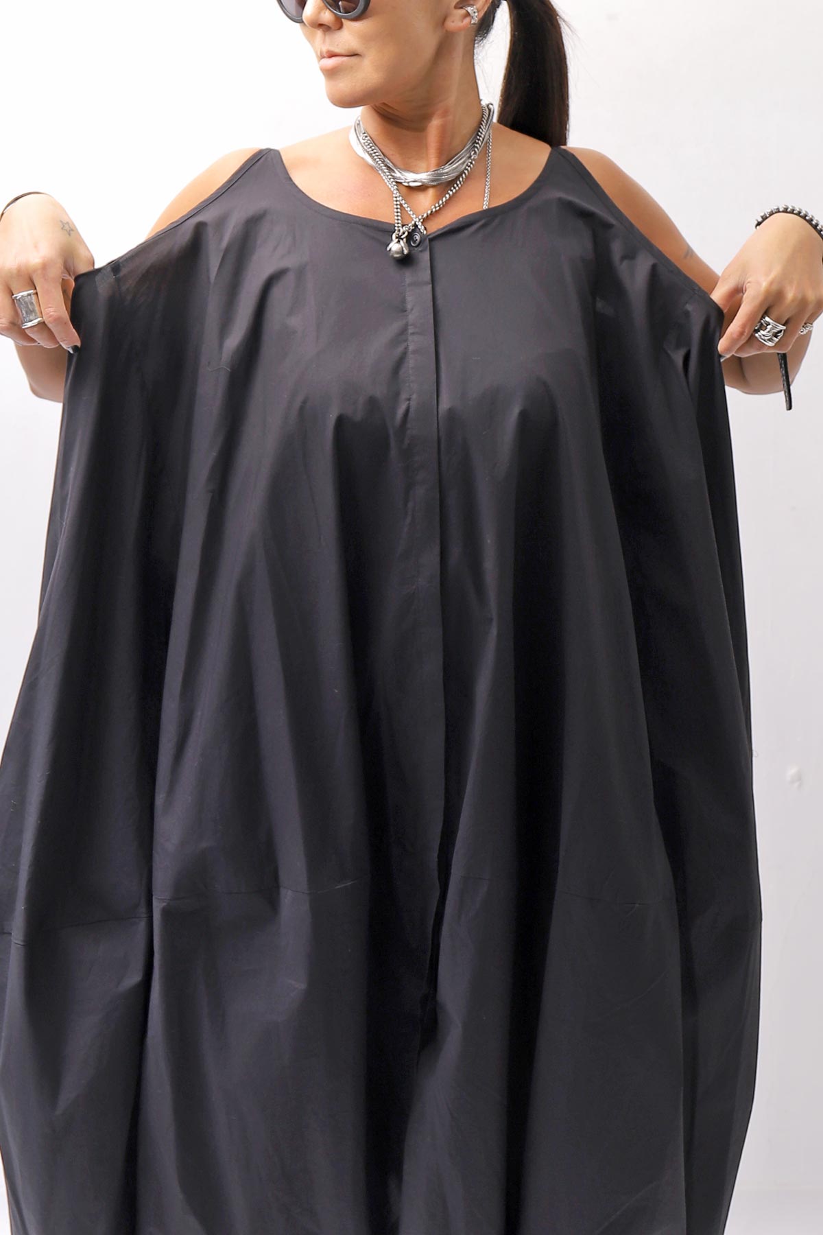 【RUNDHOLZ】 BALLOON OPEN SHIRT DRESS _BLACK