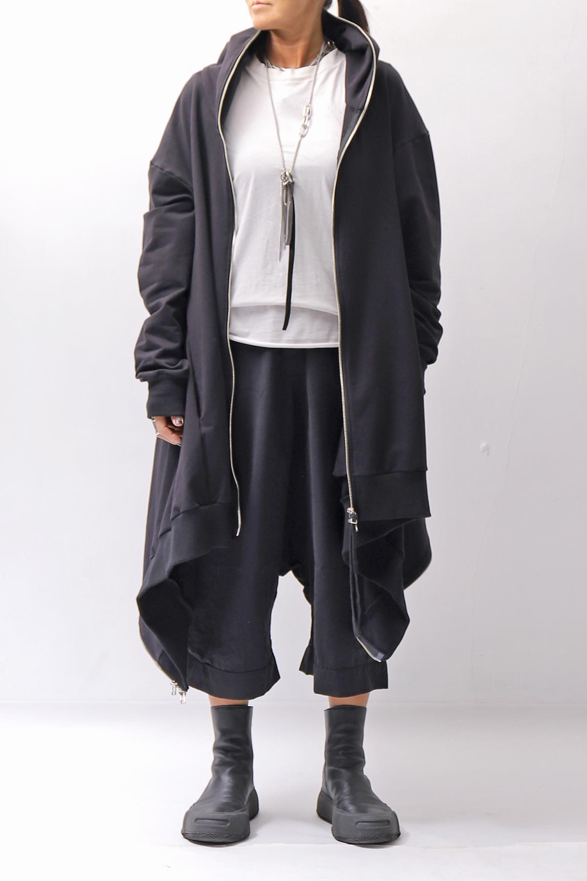 【bajra】 UNISEX 2WAY SWEAT ZIP-UP CARDIGAN 160QK03_BLACK