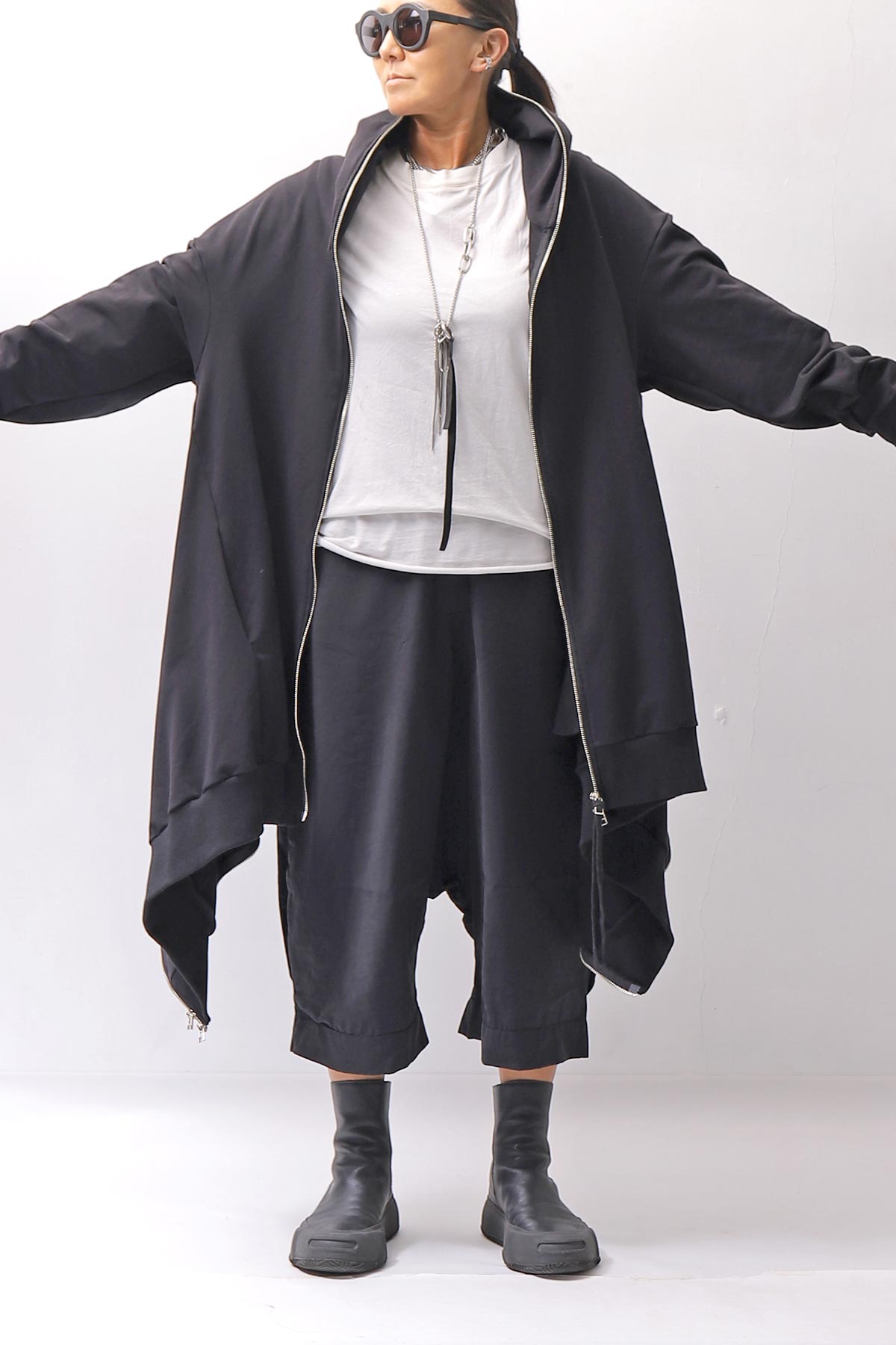 【bajra】 UNISEX 2WAY SWEAT ZIP-UP CARDIGAN 160QK03_BLACK