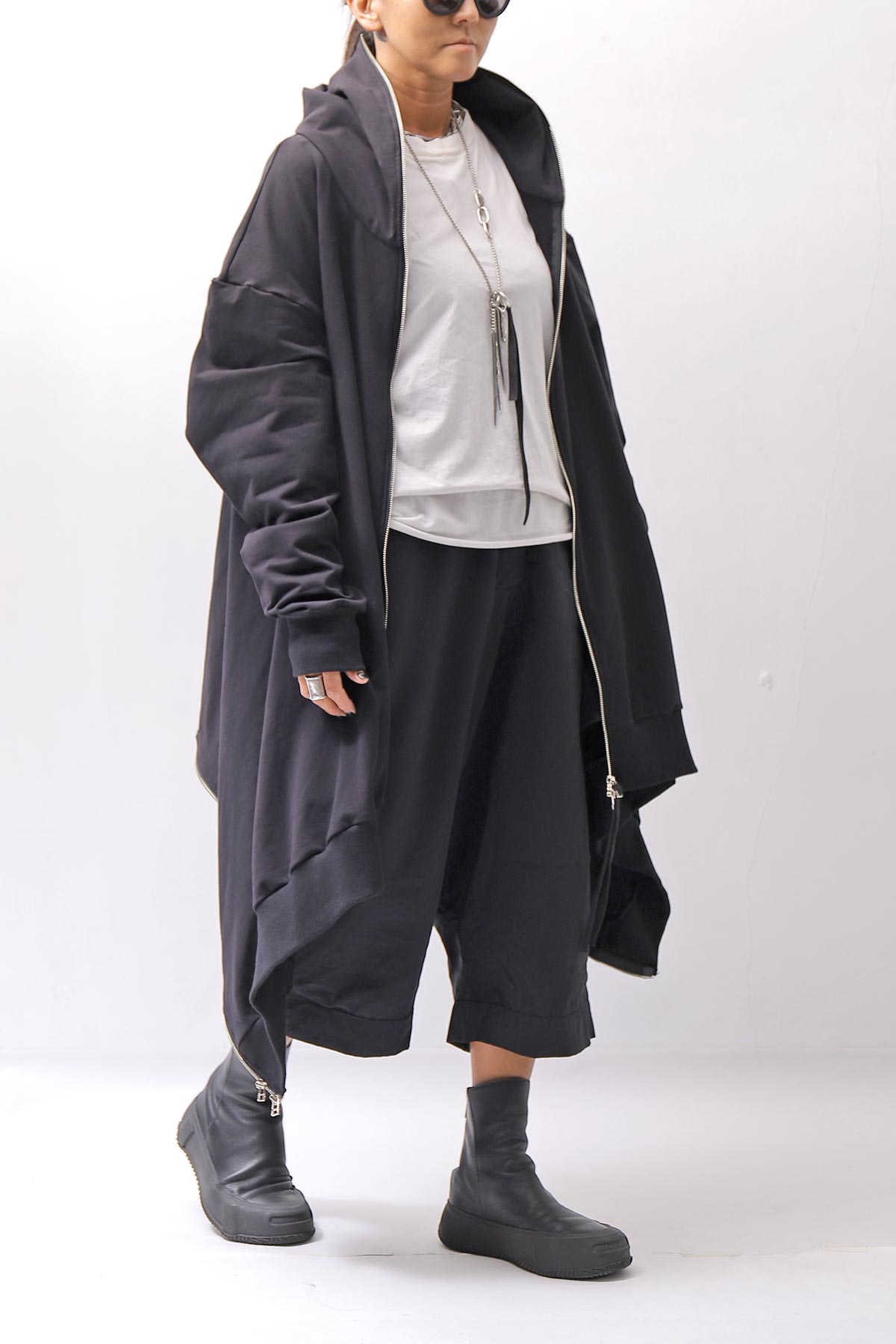 【bajra】 UNISEX 2WAY SWEAT ZIP-UP CARDIGAN 160QK03_BLACK