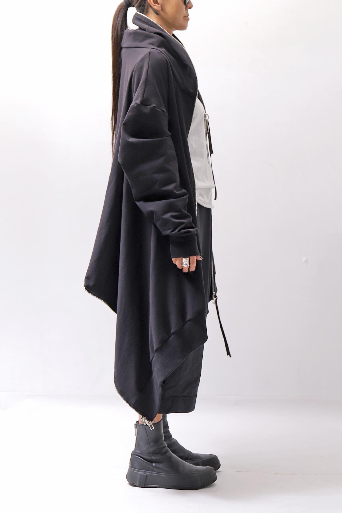 【bajra】 UNISEX 2WAY SWEAT ZIP-UP CARDIGAN 160QK03_BLACK
