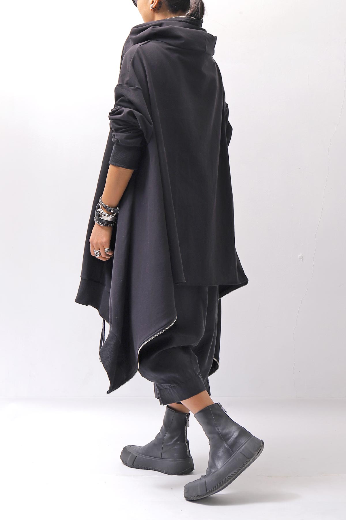 【bajra】 UNISEX 2WAY SWEAT ZIP-UP CARDIGAN 160QK03_BLACK