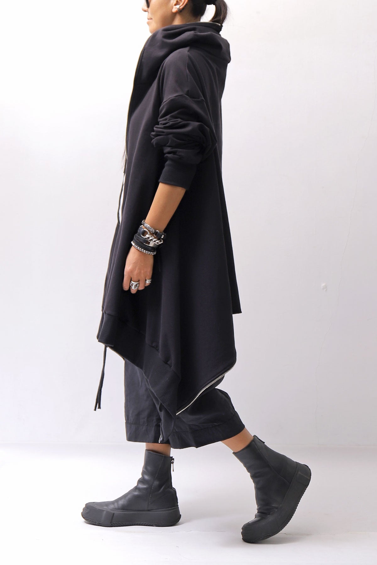 【bajra】 UNISEX 2WAY SWEAT ZIP-UP CARDIGAN 160QK03_BLACK