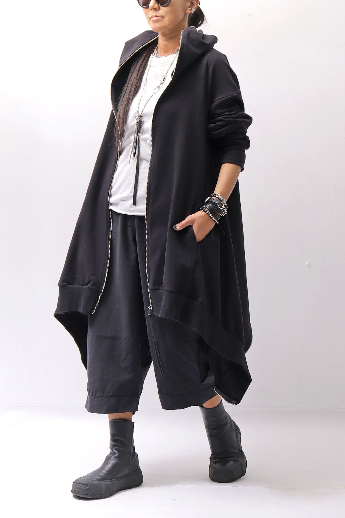【bajra】 UNISEX 2WAY SWEAT ZIP-UP CARDIGAN 160QK03_BLACK