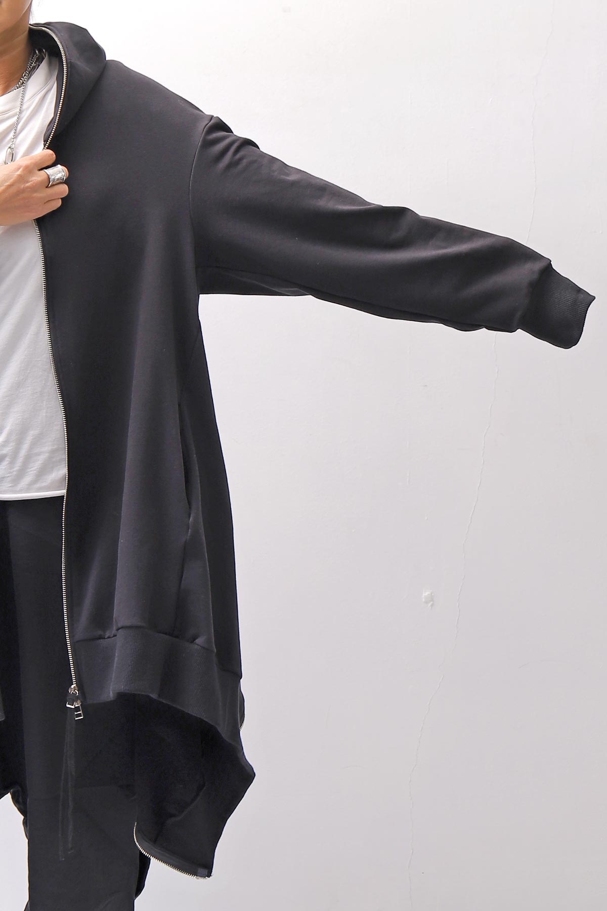 【bajra】 UNISEX 2WAY SWEAT ZIP-UP CARDIGAN 160QK03_BLACK