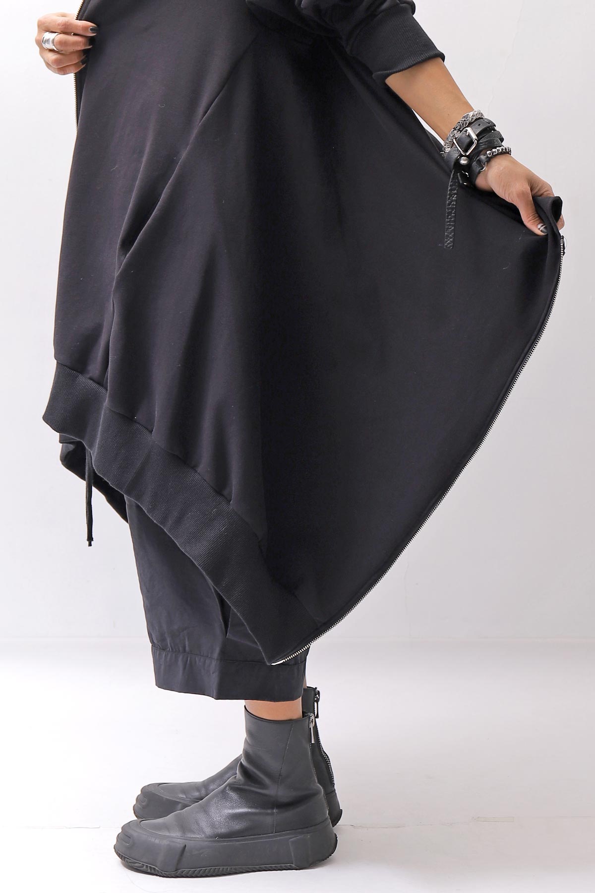 【bajra】 UNISEX 2WAY SWEAT ZIP-UP CARDIGAN 160QK03_BLACK