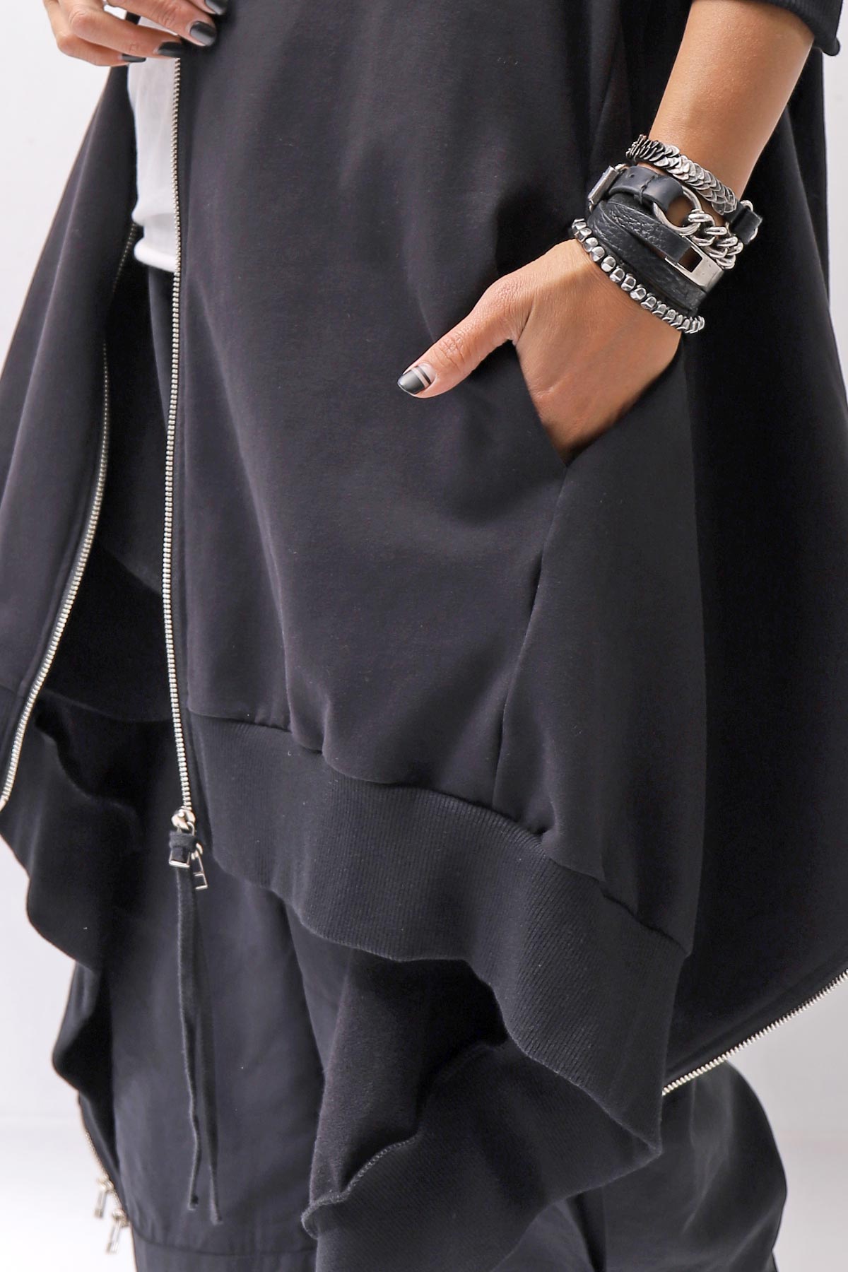 【bajra】 UNISEX 2WAY SWEAT ZIP-UP CARDIGAN 160QK03_BLACK