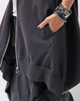 【bajra】 UNISEX 2WAY SWEAT ZIP-UP CARDIGAN 160QK03_BLACK