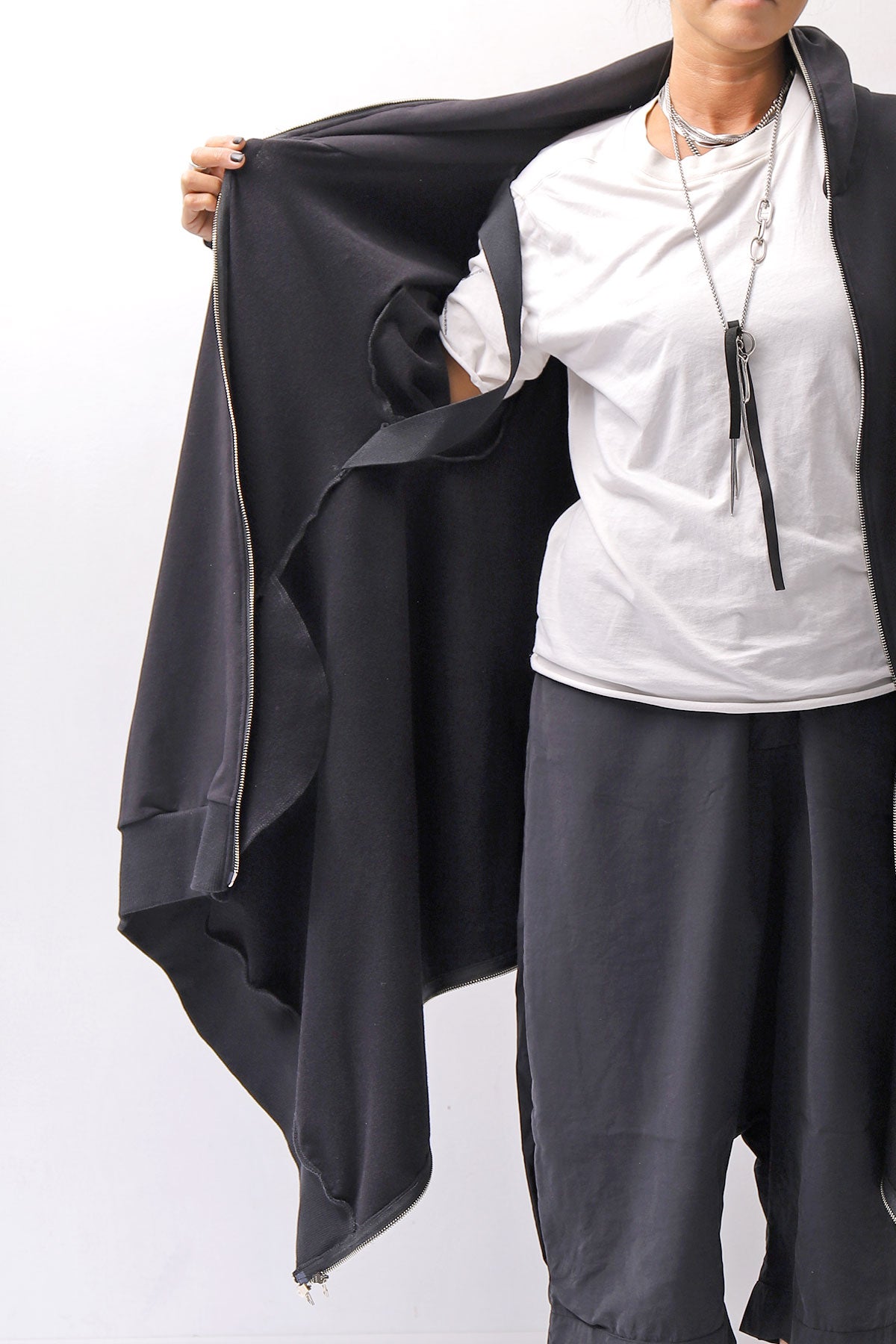 【bajra】 UNISEX 2WAY SWEAT ZIP-UP CARDIGAN 160QK03_BLACK