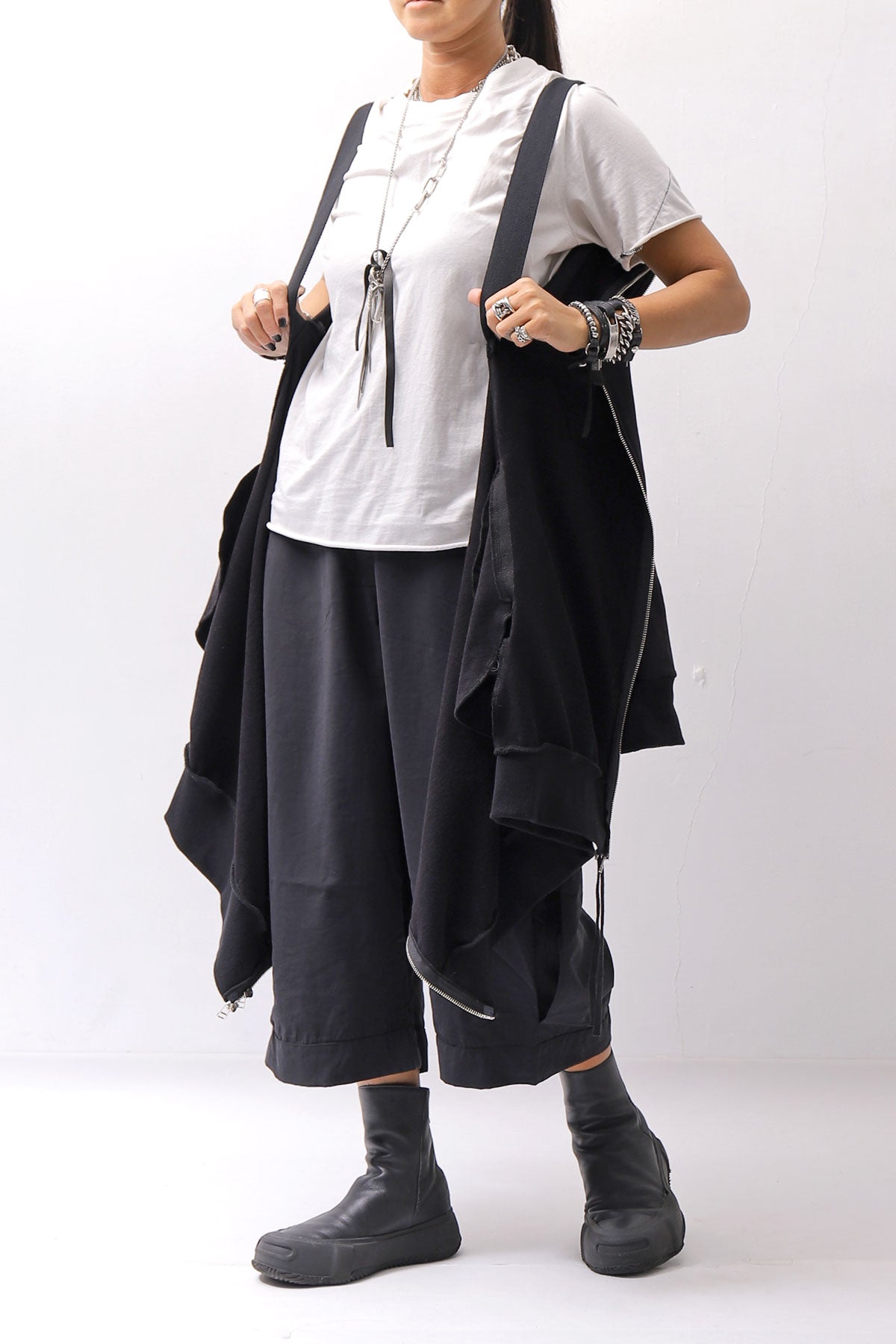 【bajra】 UNISEX 2WAY SWEAT ZIP-UP CARDIGAN 160QK03_BLACK