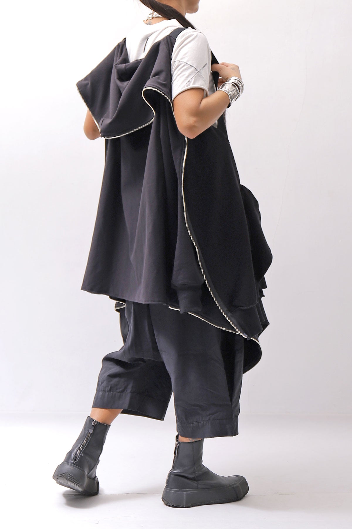 【bajra】 UNISEX 2WAY SWEAT ZIP-UP CARDIGAN 160QK03_BLACK