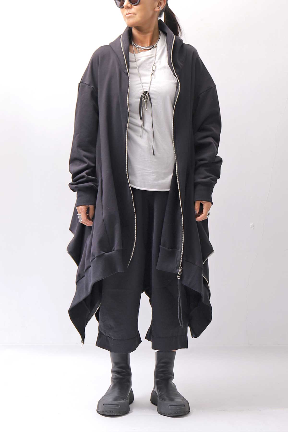 【bajra】 UNISEX 2WAY SWEAT ZIP-UP CARDIGAN 160QK03_BLACK