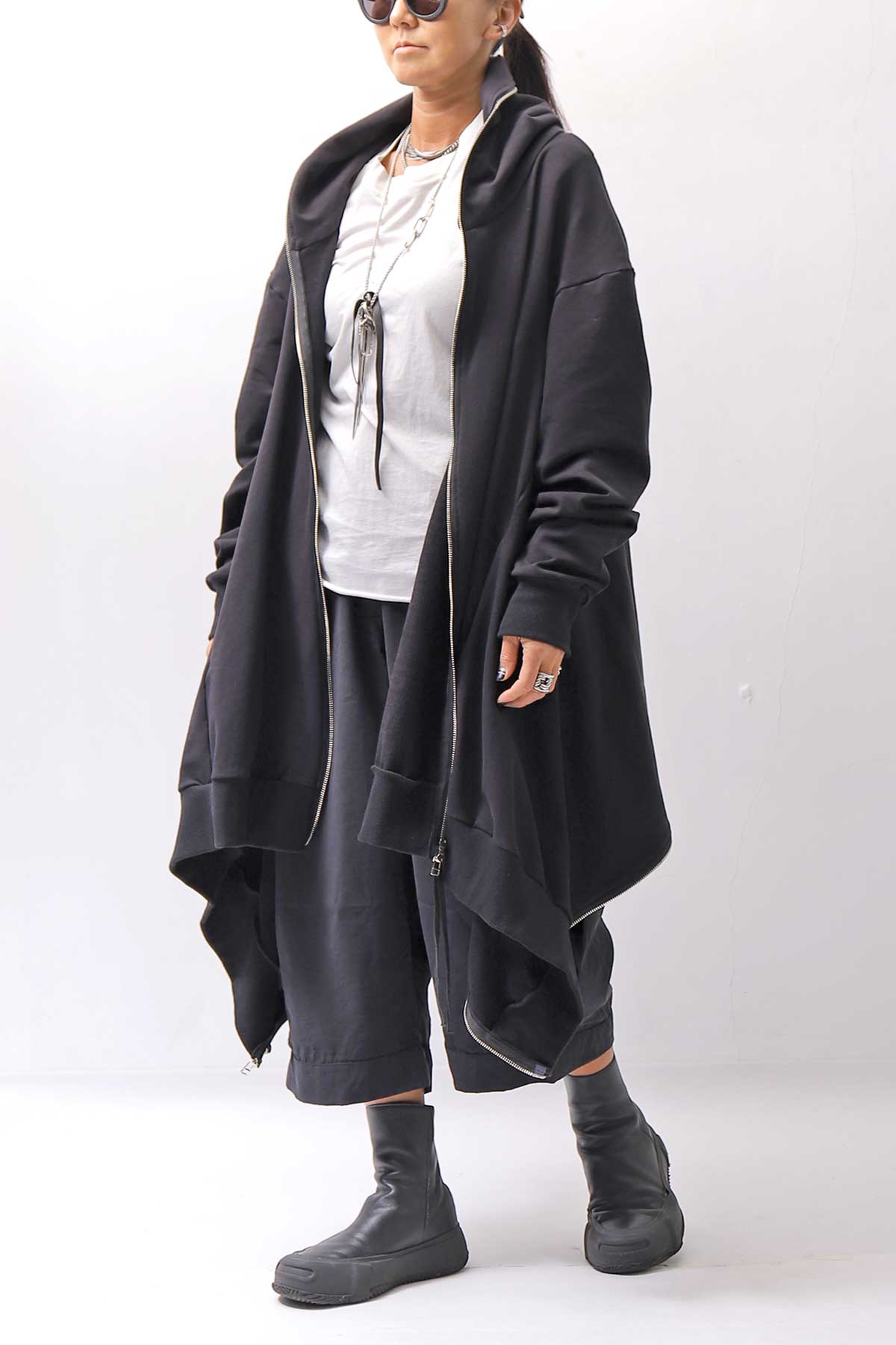 【bajra】 UNISEX 2WAY SWEAT ZIP-UP CARDIGAN 160QK03_BLACK