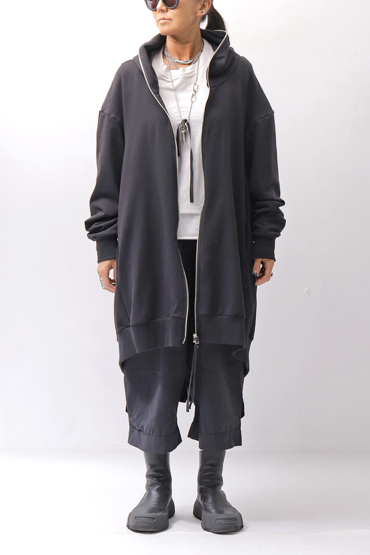 【bajra】 UNISEX 2WAY SWEAT ZIP-UP CARDIGAN 160QK03_BLACK