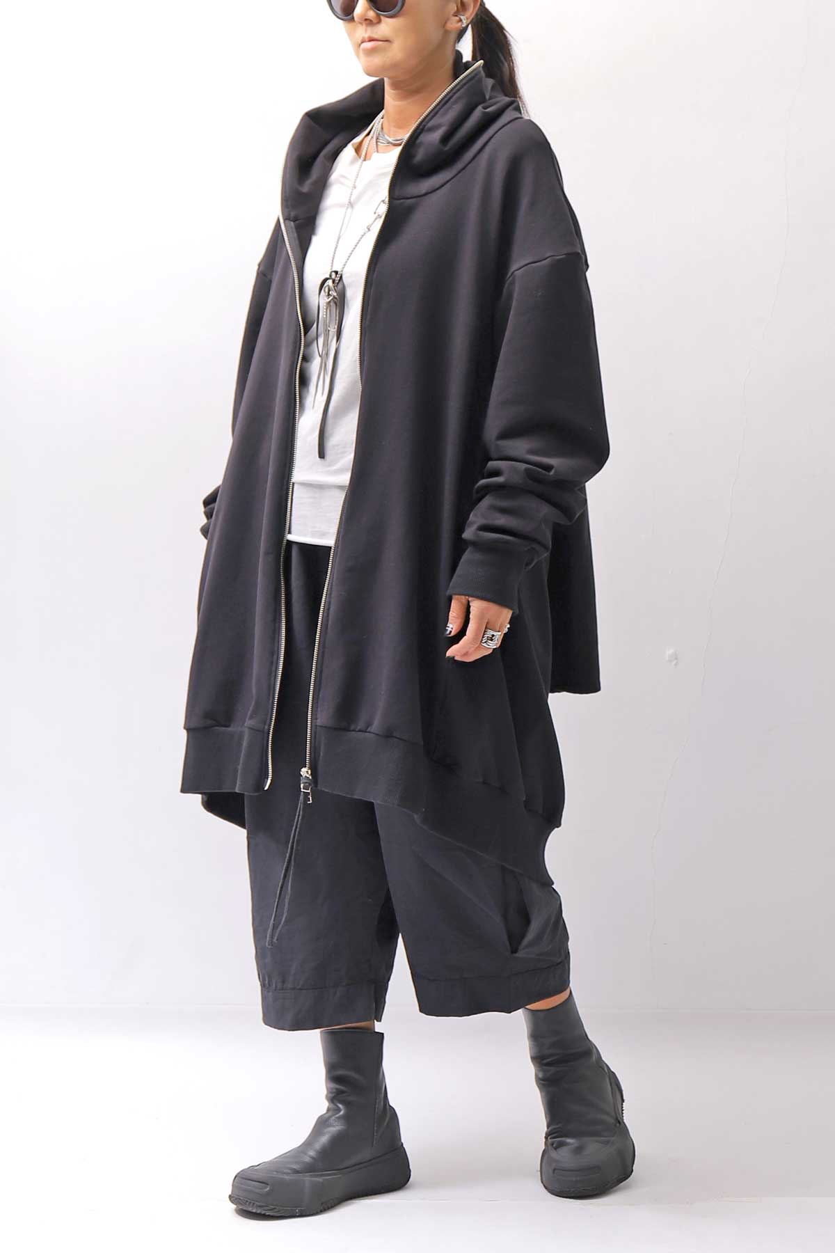 【bajra】 UNISEX 2WAY SWEAT ZIP-UP CARDIGAN 160QK03_BLACK