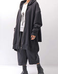 【bajra】 UNISEX 2WAY SWEAT ZIP-UP CARDIGAN 160QK03_BLACK
